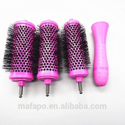 Pink detachable removable handle hair brush for salon use